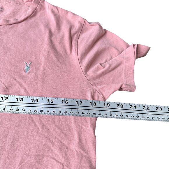AllSaints Brace Contrast SS T-Shirt Men Medium Coral Pink Tapered Sleeves Cotton - Picture 7 of 9